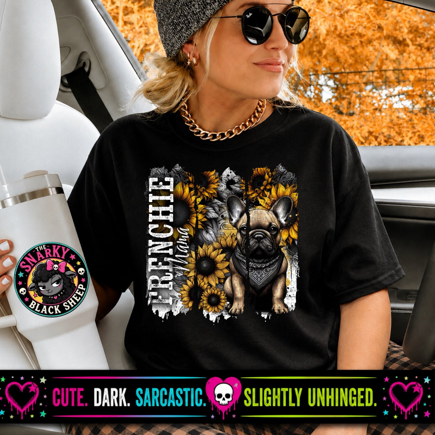 Frenchie Mama & Sunflowers