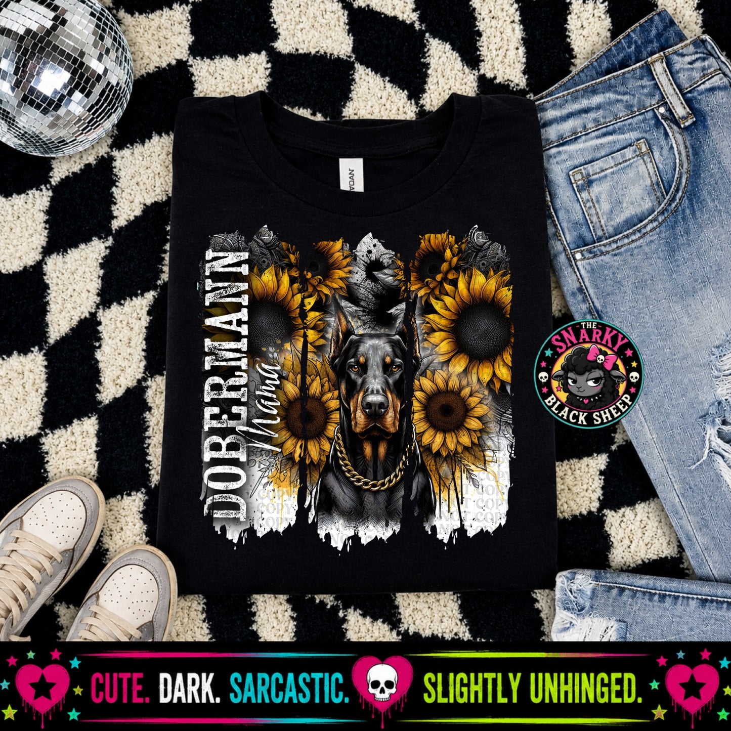 Doberman Mama & Sunflowers